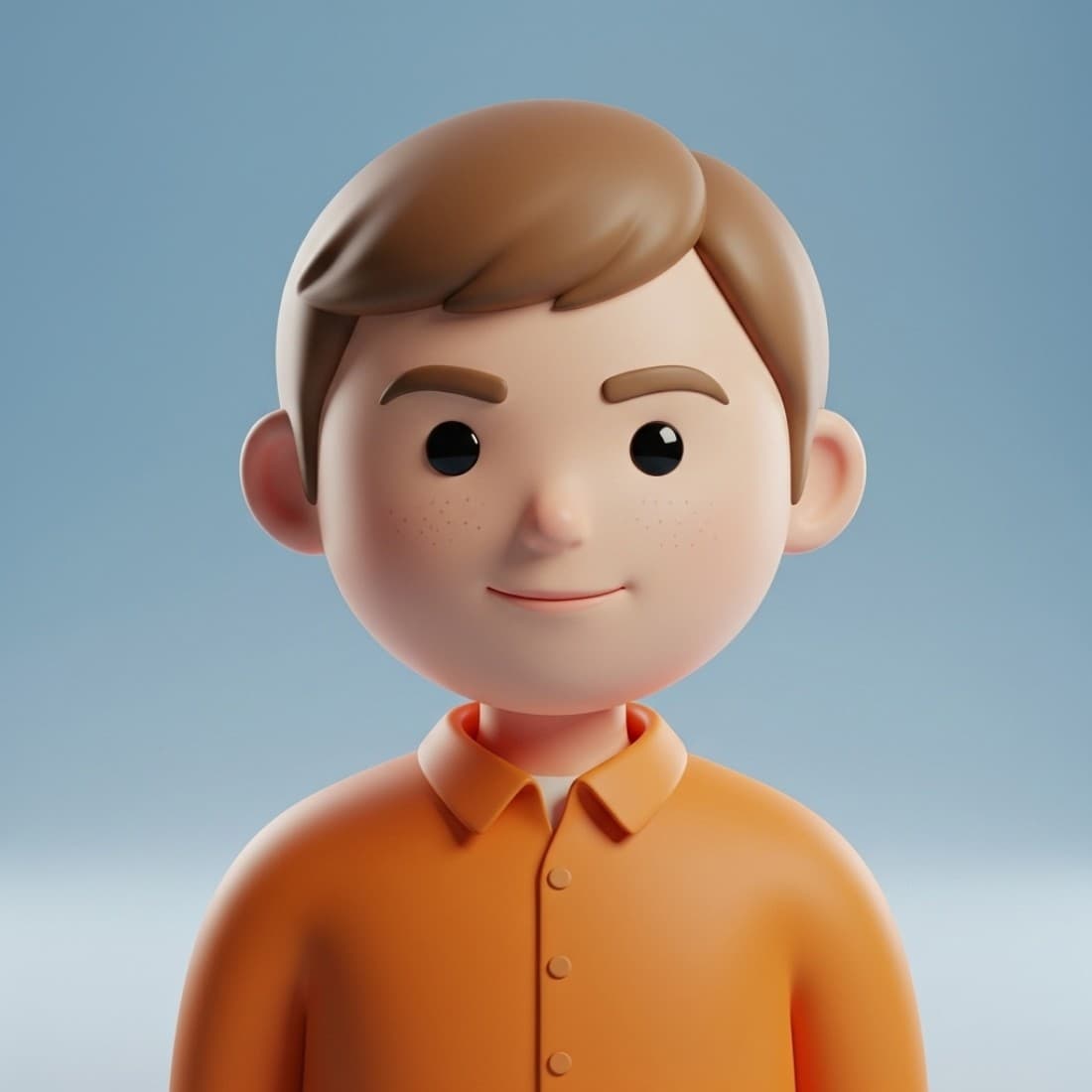 Orange Button-Up Comic Avatar: Google Imagen, Nano Banana, Midjourney, ChatGPT, Twitter/X Prompt