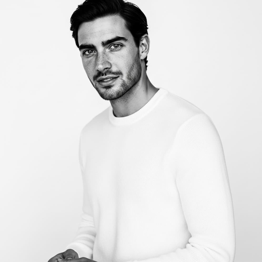 Black-and-White Angled LinkedIn & Instagram Headshot: Google Imagen prompts, Nano Banana prompts, Midjourney prompts, ChatGPT prompts, DALL-E prompts Prompt