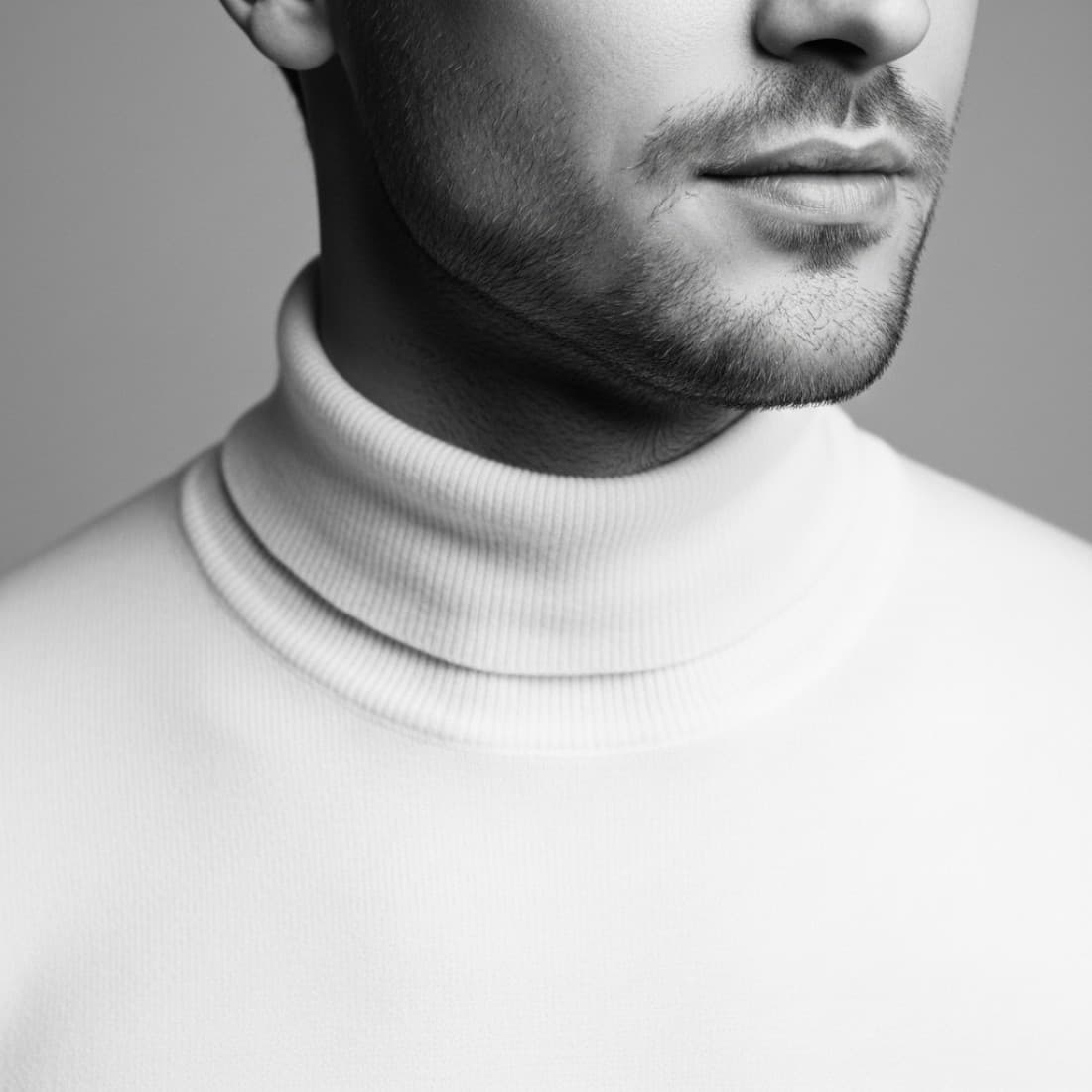 Black-and-White Tight Close-Up Cashmere Men's Portrait: Google Imagen prompts, Nano Banana prompts, Midjourney prompts, ChatGPT prompts, DALL-E prompts Prompt