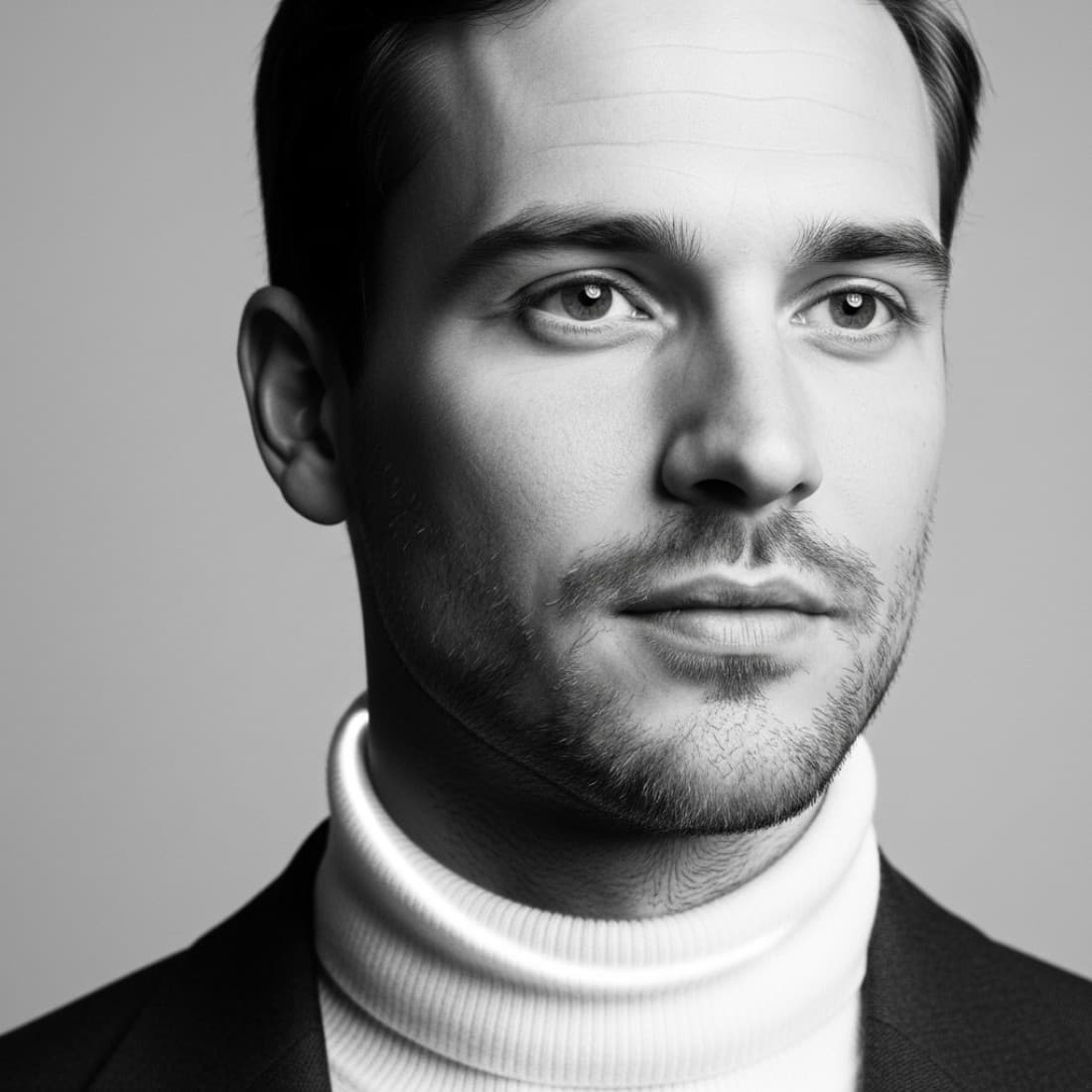 Monochrome Blazer-Cashmere Close-Up Portrait: Google Imagen prompts, Nano Banana prompts, Midjourney prompts, ChatGPT prompts, DALL-E prompts Prompt