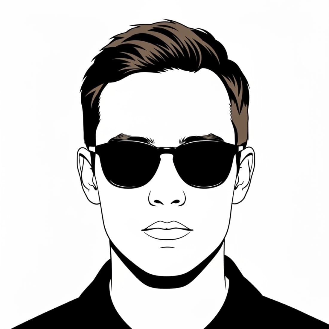 Cool Minimalist Sunglasses Avatar: Creative director profiles, design portfolios, music producer avatars, DJ profiles, fashion industry headshots Prompt