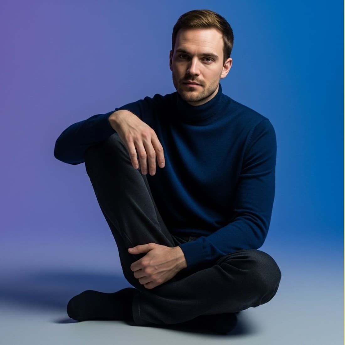 Men's Cross-Legged Floor Sitting AI Professional Dating Profile: Google Imagen prompts, Nano Banana prompts, Midjourney prompts, ChatGPT prompts, DALL-E prompts Prompt