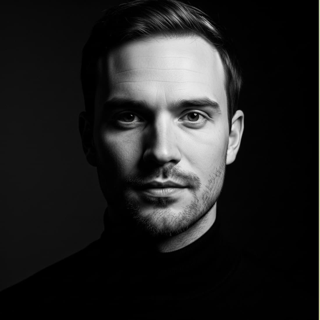 Men's Rembrandt Black & White Turtleneck AI Professional Dating Profile: Google Imagen prompts, Nano Banana prompts, Midjourney prompts, ChatGPT prompts, DALL-E prompts Prompt