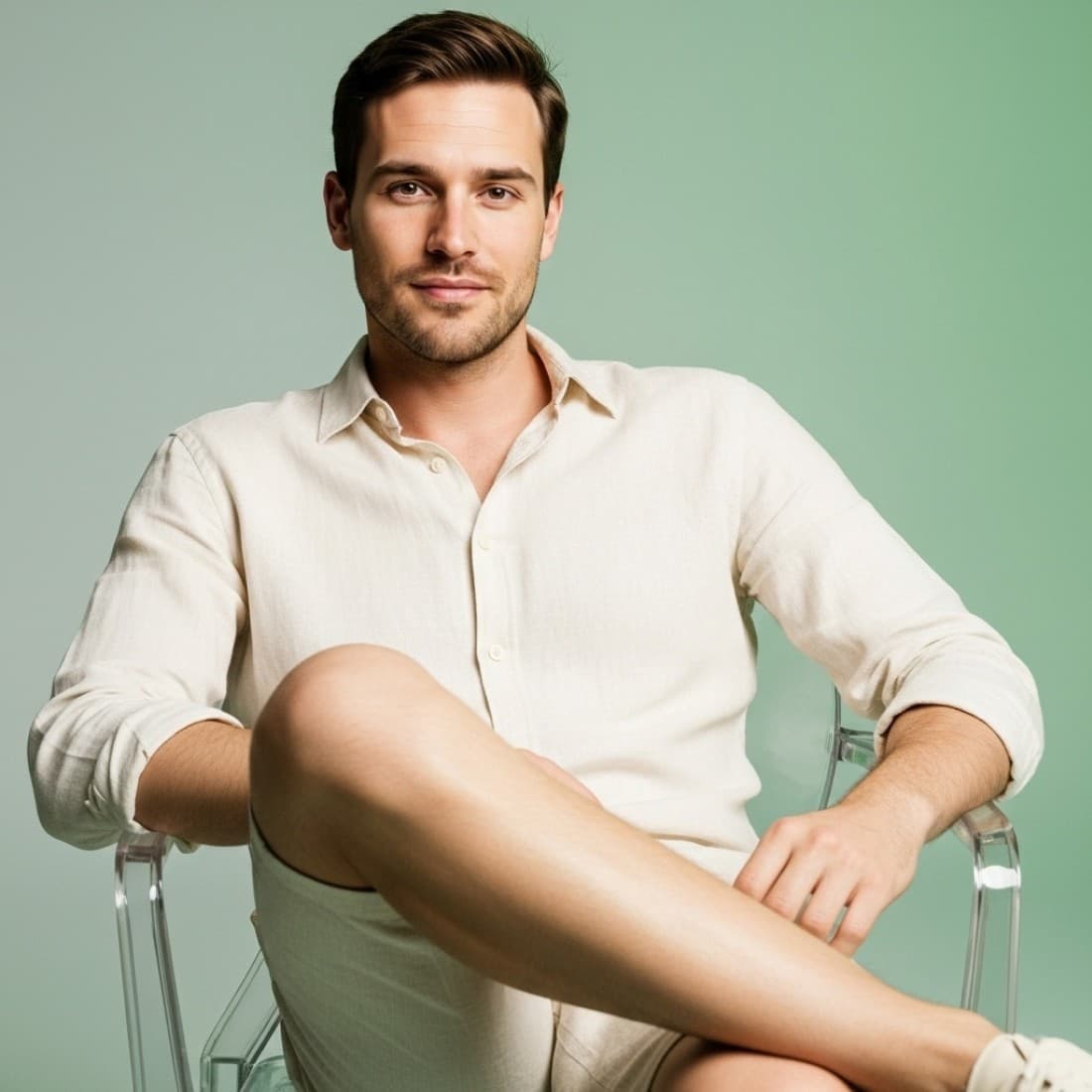 Sage Green Gradient Lounging Portrait: Google Imagen prompts, Nano Banana prompts, Midjourney prompts, ChatGPT prompts, DALL-E prompts Prompt
